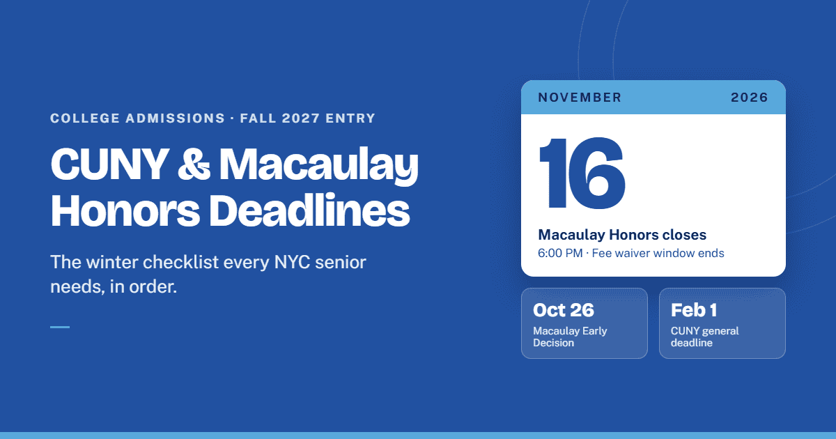 CUNY Application Deadline and Macaulay Honors College: A Winter Checklist for NYC Seniors